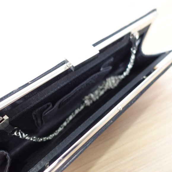 Black Clutch Evening Envelope Purse Bedazzled Gatsby Party Crystal Studded Small - Picture 10 of 13